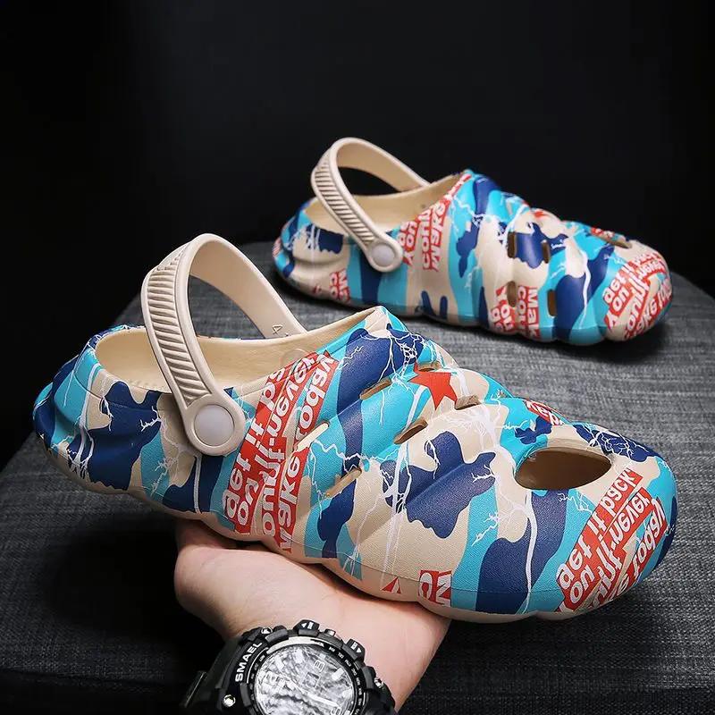 Fashion Sabot Male Slipper Camouflage Outdoor Beach Soft Hole Slides Designer Luxury Cheap Shoes Liquidation Y2k Original Eva Men's Shoe