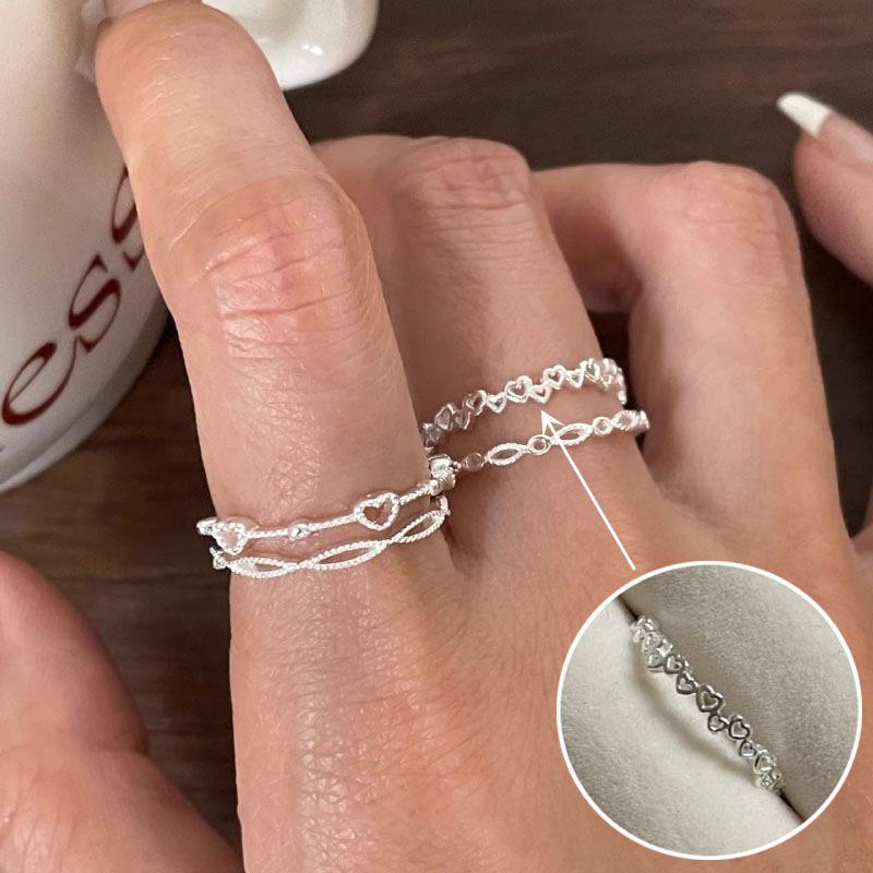 Korean S925 Silver Cross Military Flower Ring: Retro, Adjustable, Fashionable Hip-Hop Index Finger Design for Women.