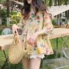 Women's Floral Shirt Korean Version Loose Commuting Sweet Floral Shirt Mid Sleeve Shirt