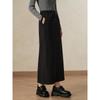 JUZI Annakou Women's Casual Fleece-Lined Slit Straight Knit Long Skirt