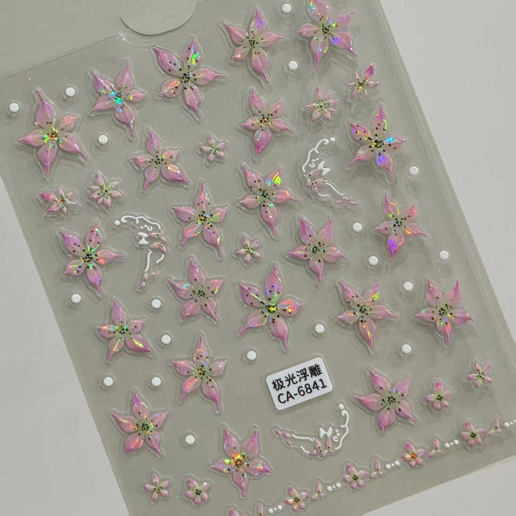 Maillard Devil 3D Seven-Color Five-Petal Flower Nail Art Stickers