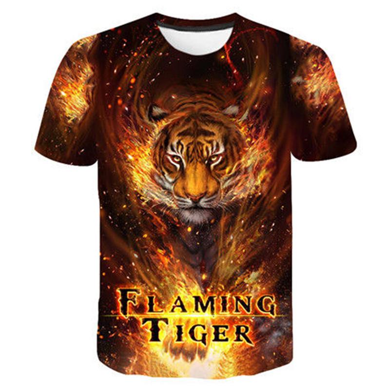 Neuer Sommer Freizeit Modetrend Tigerbild Herren T-Shirts Lässiger Druck Persönlichkeit Tees Rundhals Kurzarm Lustige Oberteile