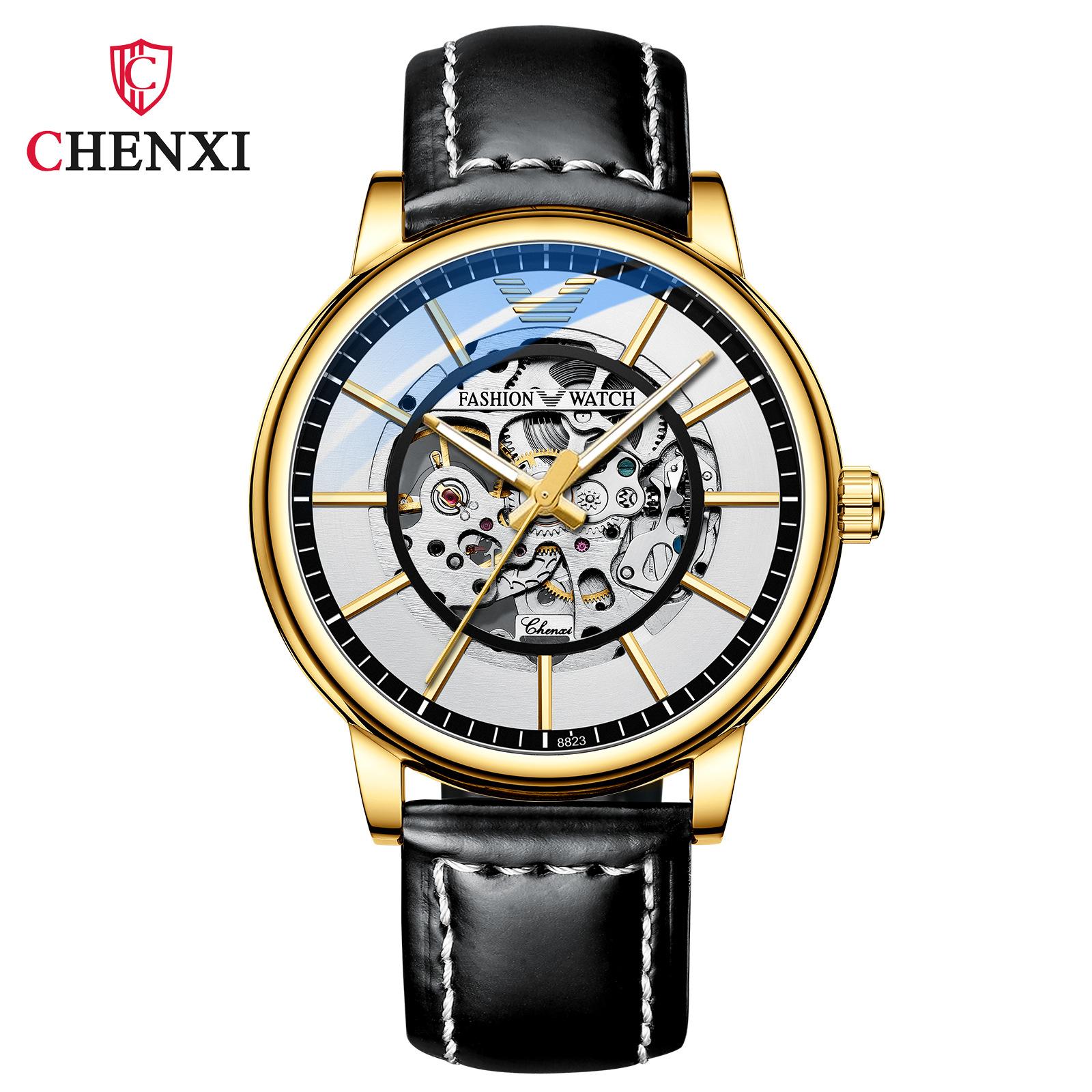 

Новые роскошные мужские часы ТОП-бренда с коробкой, мужские автоматические полые светящиеся водонепроницаемые часы, мужские механические часы leather belt