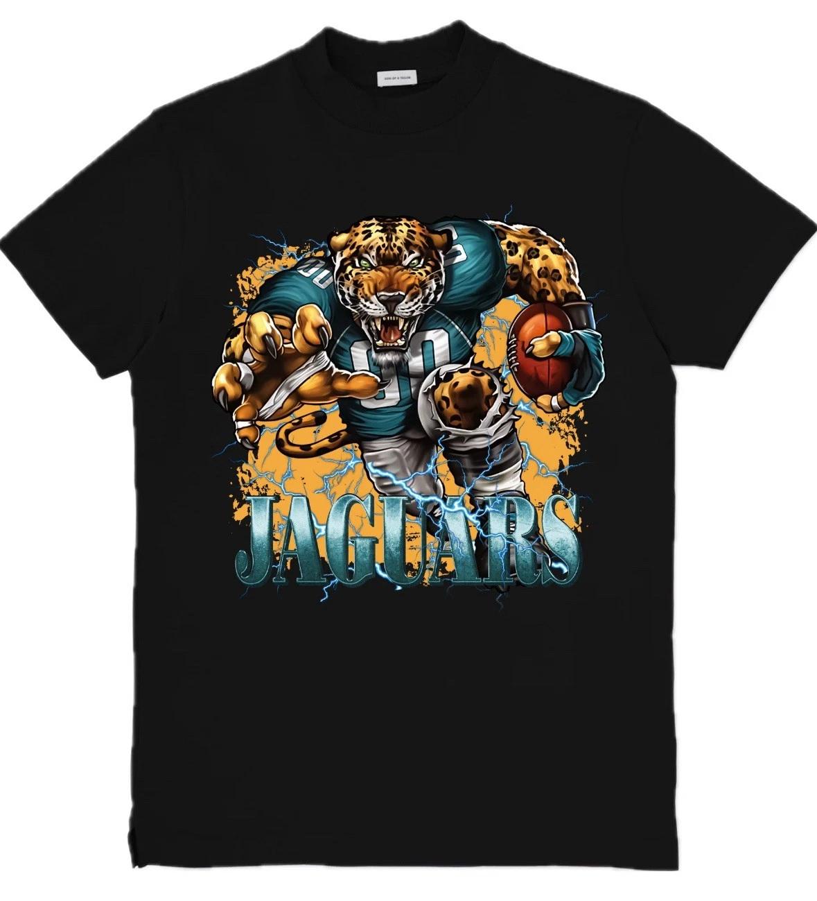 Jacksonville Jaguars Mascot NFL Custom Graphic 100% Cotton T-shirt Mens Tees Top Size S-3XL L