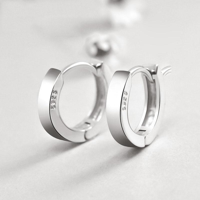 

BF CLUB 925 Sterling Silver Smooth Circle Hoop Earrings For Women Smiple Party Wedding Accessories Jewelry Christmas Gift