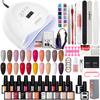 PHOENIXY Gel Nail Starter Kit 20 Colors Gel Nail Polish and 80W UV LED Lamp Nail Dryer Top Base coat Nail Art Tool Set