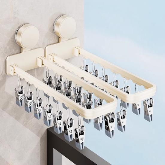 1/2/3 ks Sušák na prádlo s přísavkami Věšáky na ponožky Silná nosnost Skládací design Snadná instalace Stojan na oblečení Nástěnné Klipy na ponožky