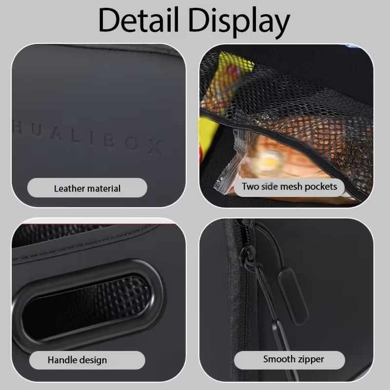 Luxury-Style Leather Multi-Functional Car Storage Box, Passenger Side Large Opening Storage Box, Large Capacity Trunk Organizer