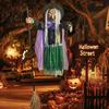 Spooky Witch for Garden 200cm Halloween Flying Prop with Scary Sounds & Glowing Eyes, Animated Character Creepy Yard Lawn, Haunted House Decoration
