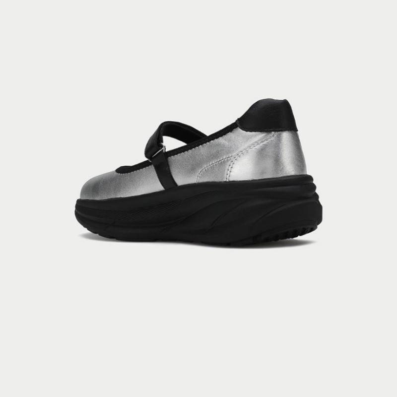 Thommcan Women S Comfort Mary Jane SneakerS Silver Black 8tmSy45S7S