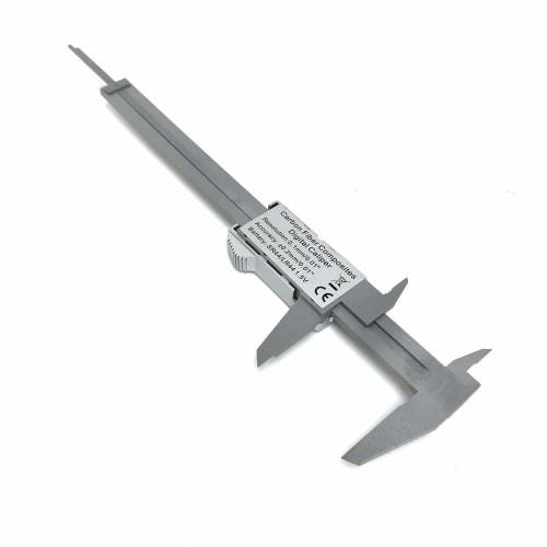 Waves Digital Caliper with Case, Battery Included, 150mm/0.1mm, Lightweight, DIY Carbon Fiber (Silver)