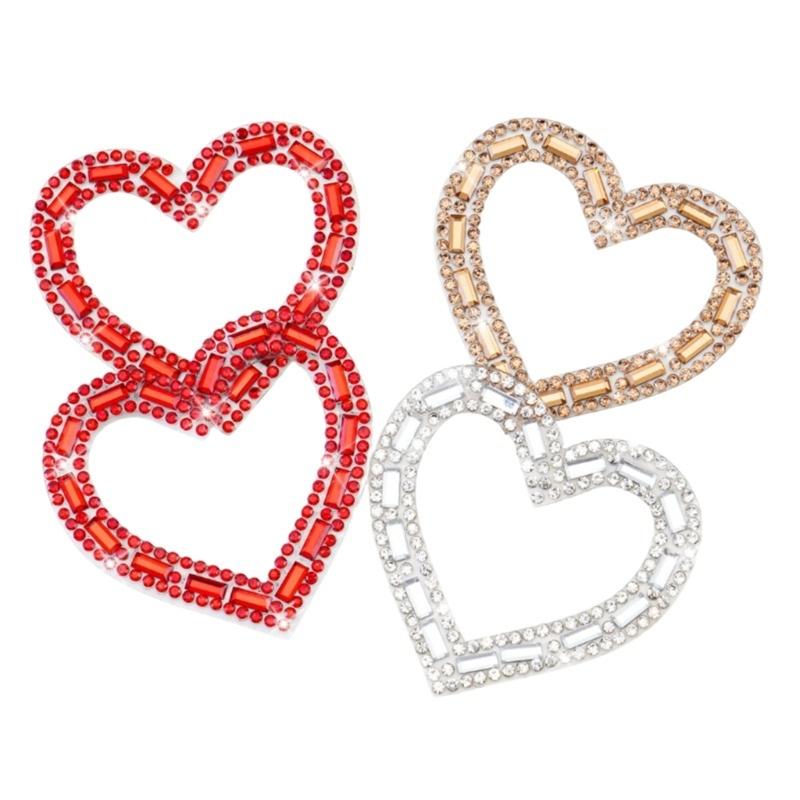 Heart Sewing Patches Elegant Heart Beaded Sequined for Decoration Rhinestones Appliques Sew On Dress
