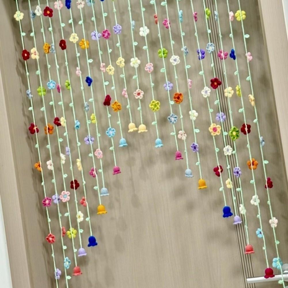 9pcs Colorful Flowers Artificial Flower Curtain Hanging Room Decorative Curtain Bedroom Decoration