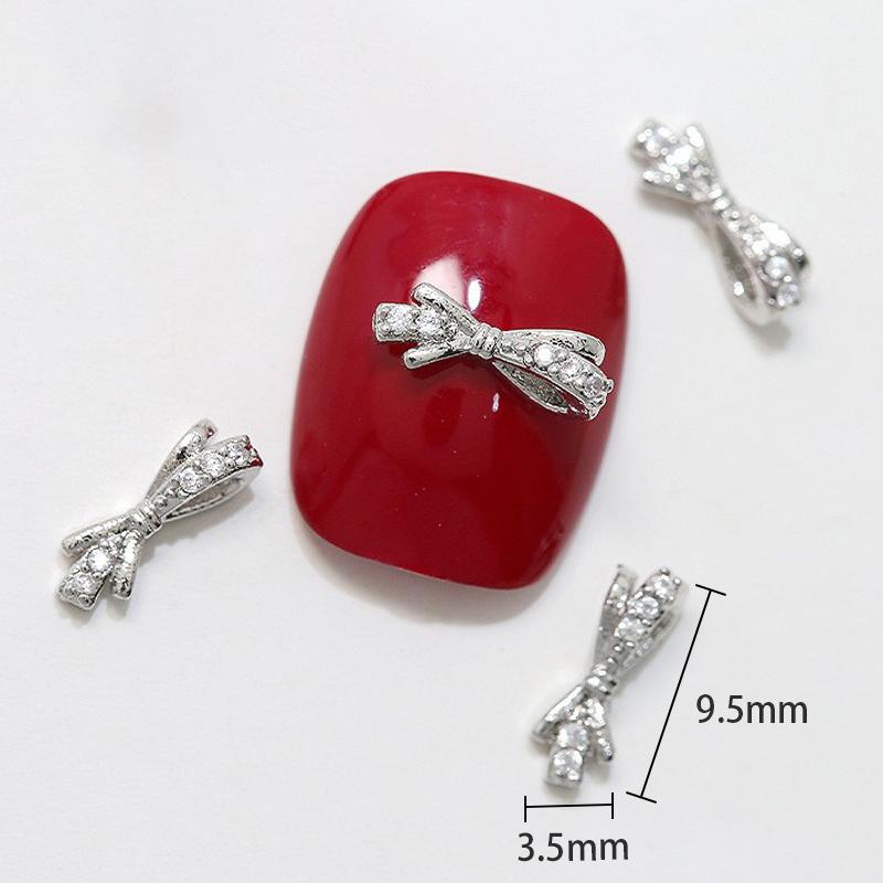 

Серебряный бант Цирконий Аксессуары для ногтей Блестящие алмазные аксессуары Накладные ногти Украшения A1