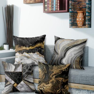 Marble Pattern Gold-Embellished PillowcasesSuitable for Sofa Car Bedroom Decorative Cushion Cover Pillow Cover