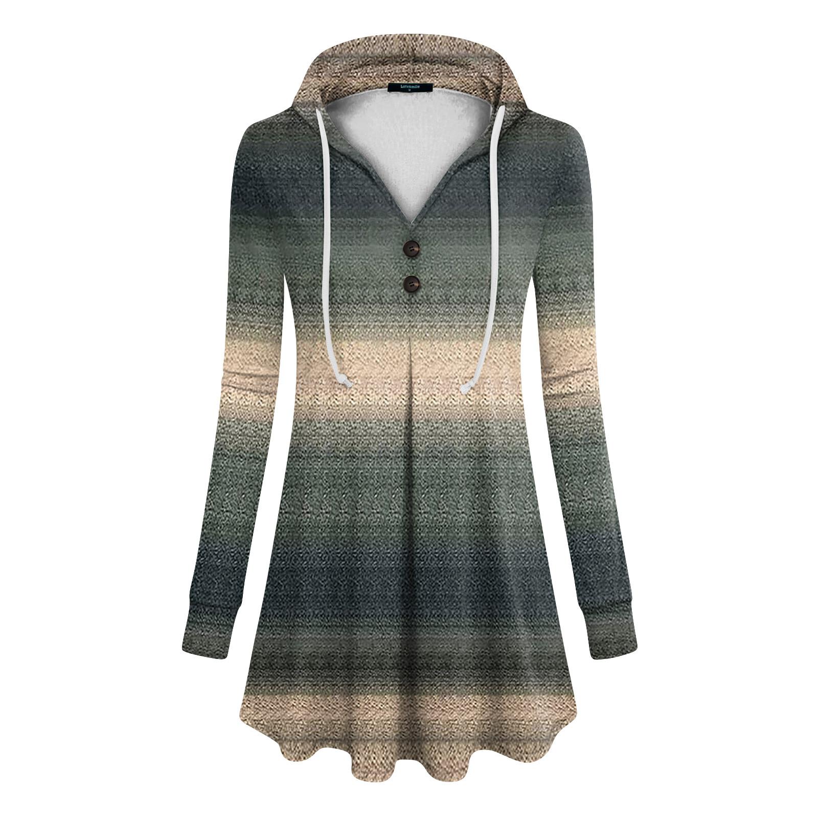 Женские повседневные модные однотонные толстовки с капюшоном на пуговицах и длинными — фото 4