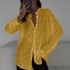 Spring Solid Long Sleeve Sequin Casual Shirts Women Fashion Street Turn Down Collar Loose Women's Blouses Summer Tops Elegant Button Up Shirt 26491