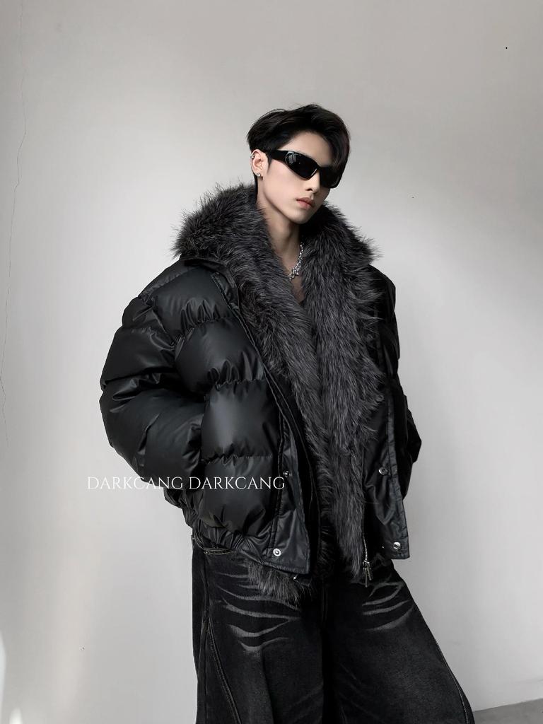 Men's Winter Fur Collar Rococo Leather Cotton Jacket