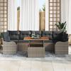 8-Piece Garden Sofa Set with Grey Cushions Poly Rattan 3358162