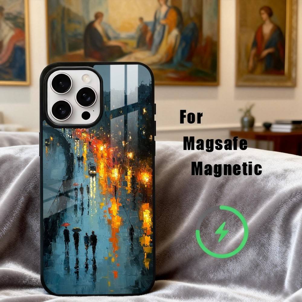 A-Autumn R-Retro Oil Painting Phone Case For iPhone17,16,15,14,13,12,11 Plus,For Magnetic Wireless Charge Cover