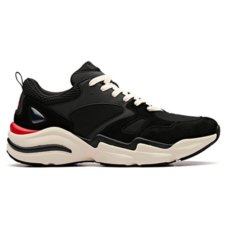 Anta Durable Non-Slip Shock Absorbing Low-Top Casual Dad Shoes Men Sneakers Black White 91848860-1