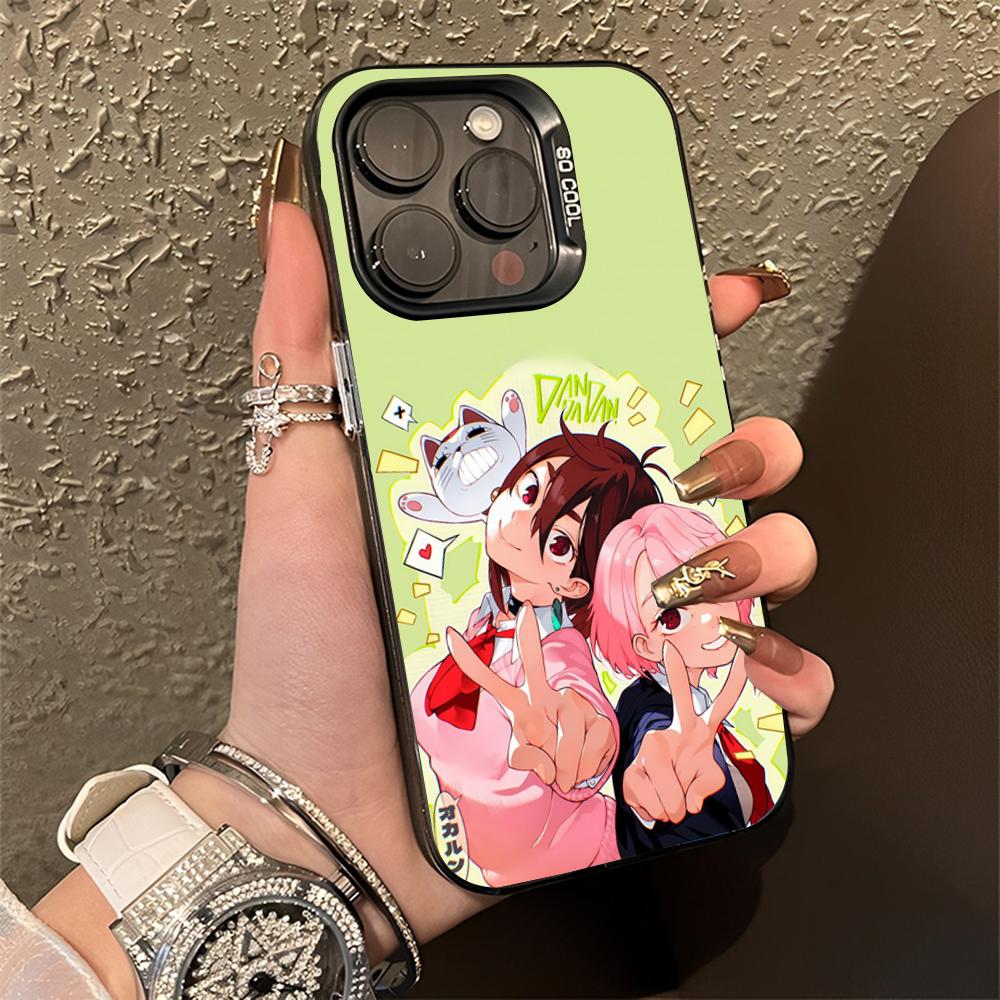 Momo Ayase D-Dandadans Handyhülle Für iPhone 16,15,14,13,12,11,Pro,Max,Plus,Mini,XS,SE Anti-Fall Schwarz Matt Hartes Bumper