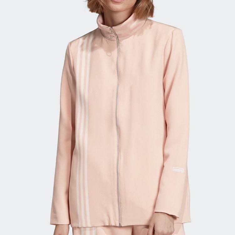 adidas Originals Colorblock Vertical Stripe Breathable Casual Jacket Women Outerwear Pearl Ash-Grey EC0927
