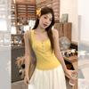 Pure desire u-neck button exposed clavicle sling vest women's summer new slim fit short sleeveless top