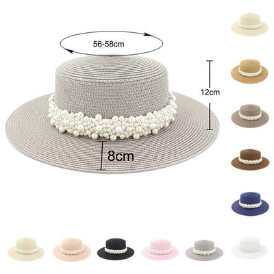 Strohhut Perle Großer Rand Damen Sommer Outdoor Reise Strandurlaub Küste Sonnenhut Sonnenhut Fischerhut