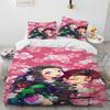 Demon Slayer Bedding Set Kamado Nezuko Duvet Cover Set Bedspread Pillowcase King Queen Full Single Size Bed Linen Kids Teen Gift