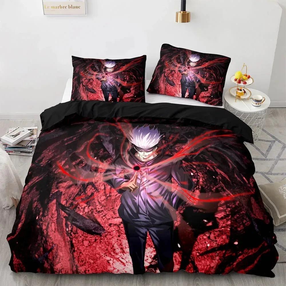 Anime Jujutsu Kaisen Satoru Gojo Ložní souprava Chlapci Dívčí Dvojčata Queen Velikost Přikrývka Povlečení Polštář Postel pro dospělé Dospělý Bytový textilextile