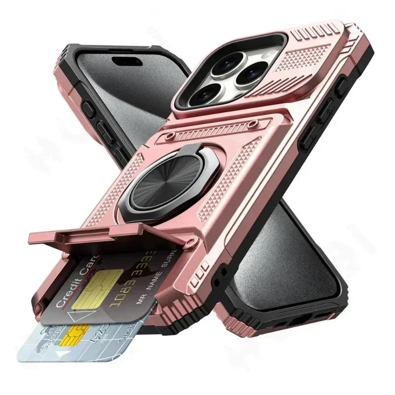 Pouzdro Pro iPhone 11 13 14 15 16 Pro Max 14 15 16 Plus 11 Magnetický Otočný Kroužek Stojánek Odolné Ochrana Proti Pádu Peněženka