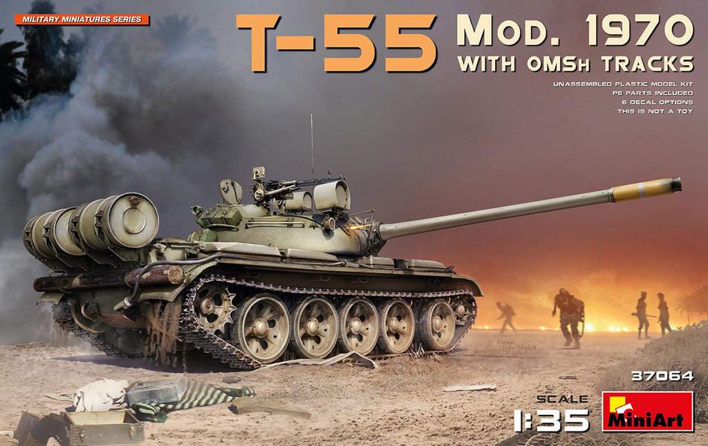 MiniArt Scale 1970 with OMSh Tracks Plastic Model MA37064 1/35 T-55 Mod.