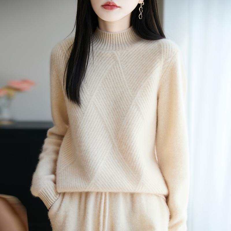 

Женский свитер 100% шерсть TIDENOVEL водолазка вязаный пуловер толстые зимние джемперы женские вязаные топы L бежевый