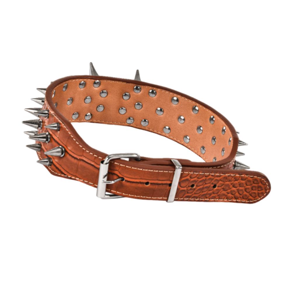 Anti-bite Spiked Dog Collars Adjustable Heavy Duty PU Leather Pet Necklace Anti-Chew Widen Dog Neck Collar Outdoor Dog Walking