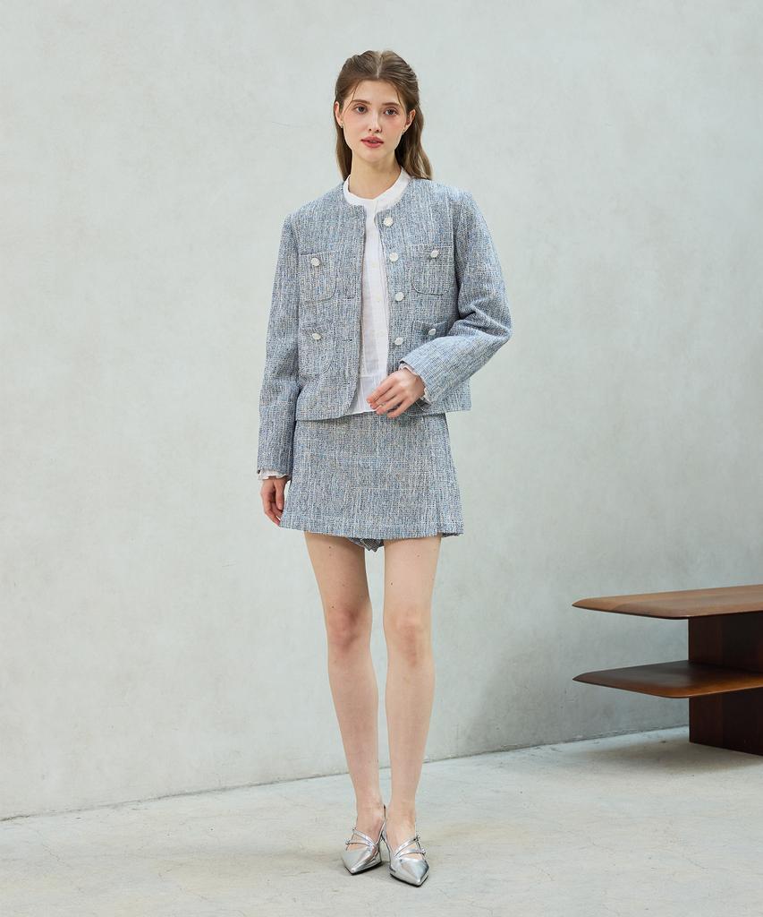 Alikim Cherish Tweed Skirt Pants / Sky Blue