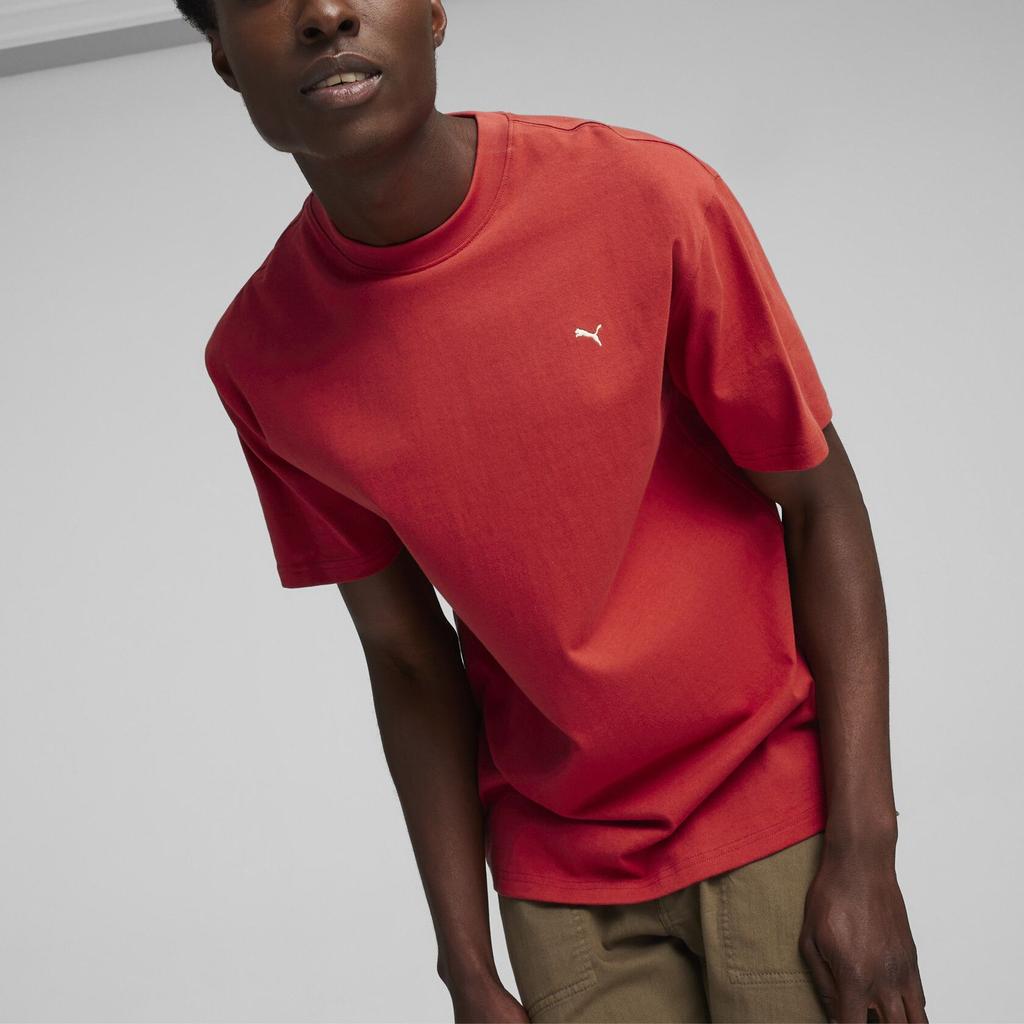 Puma Mmq Solid Color Round Neck Pullover Casual Short Sleeve T-Shirt Men Tops Red 624009-24
