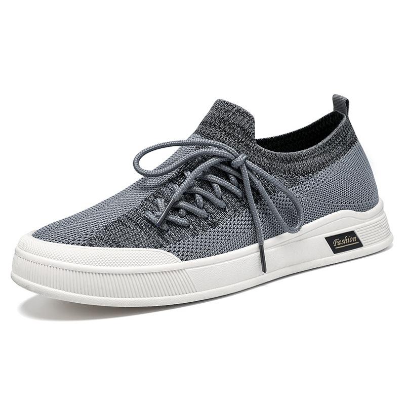 Shoes men's summer new casual breathable men's shoes one pedal middle-aged and elderly father shoes Korean version flying woven mesh shoes men