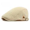 Unisex Big Head Friendly Linen Look Flat Cap Spring Summer Breathable Ivy Cap Adjustable Retro British Beret Cabbie Hat