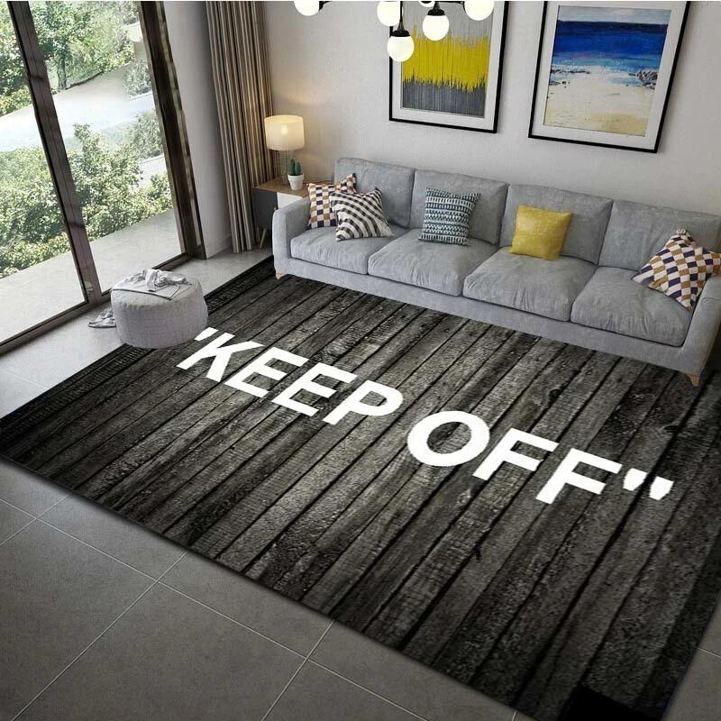 KEEP OFF Letter Printed Living Room Decoration Carpet Bedroom Beside Kitchen Floor Mat Sofa Coffee Table Area Rugs Soft Doormats