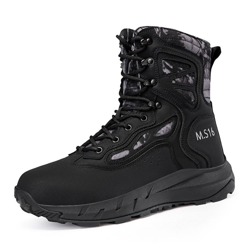 New combat boots side zipper summer ultra-light and wear-resistant outdoor hiking shoes high-top tactical desert boots