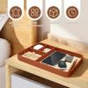 4-Compartment Storage Tray Stylish PU Leather Tray Multipurpose Bedside Desk Holder Decorative Entryway Tray for Phone Key Watch