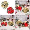 Holiday Elegant Centerpiece Flower Wreath Desktop Candle Stick Decoration For Christmas, 5Pieces Set