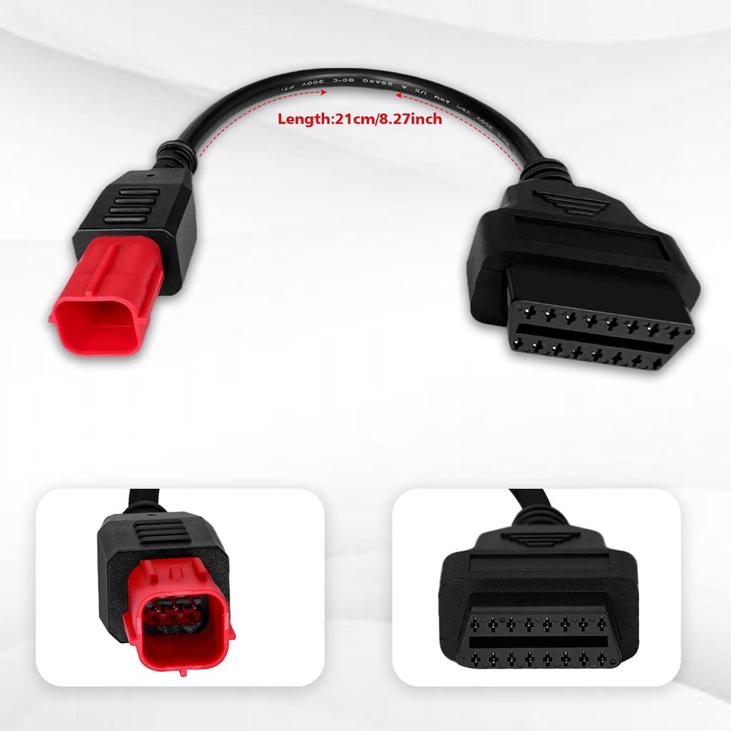 6 Pin OBD2 Adapter Cable,Fit For Guzzi Kawasaki Suzuki Yamaha Piaggio Vespa Honda Motorcycle OBD Diagnostic Cable,Euro5 6-Pin Connector Fits CAN Bus