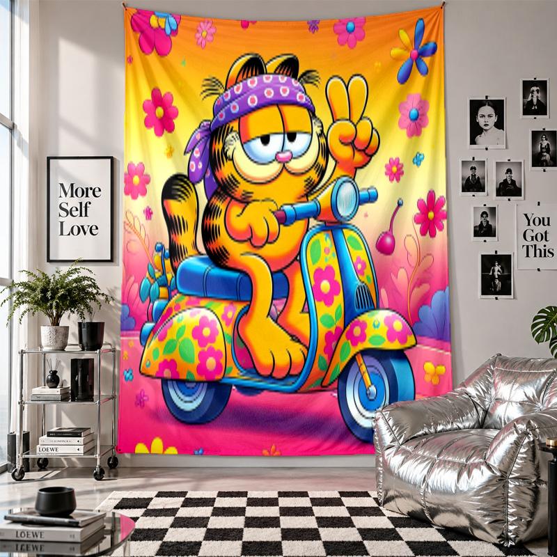 Wall TapestryGarfield Cartoon Art Hanging Cloth Decorative Background Cover for Room Decoration