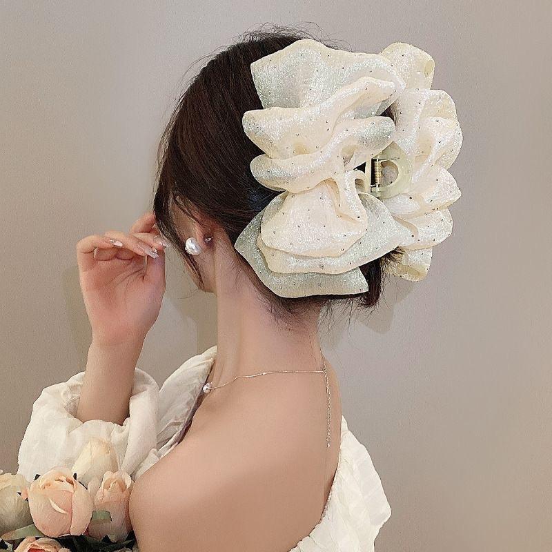 1PC Large Bow Silk Satin Hairpin, Bow Large Hairpin Multi-layer Fluffy Women's Hair Accessories