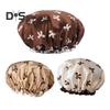 Women Shower Cap Double Layer Satin Finish Waterproof Inner Layer Hair Protection Shower Cap Elastic Makeup Hat