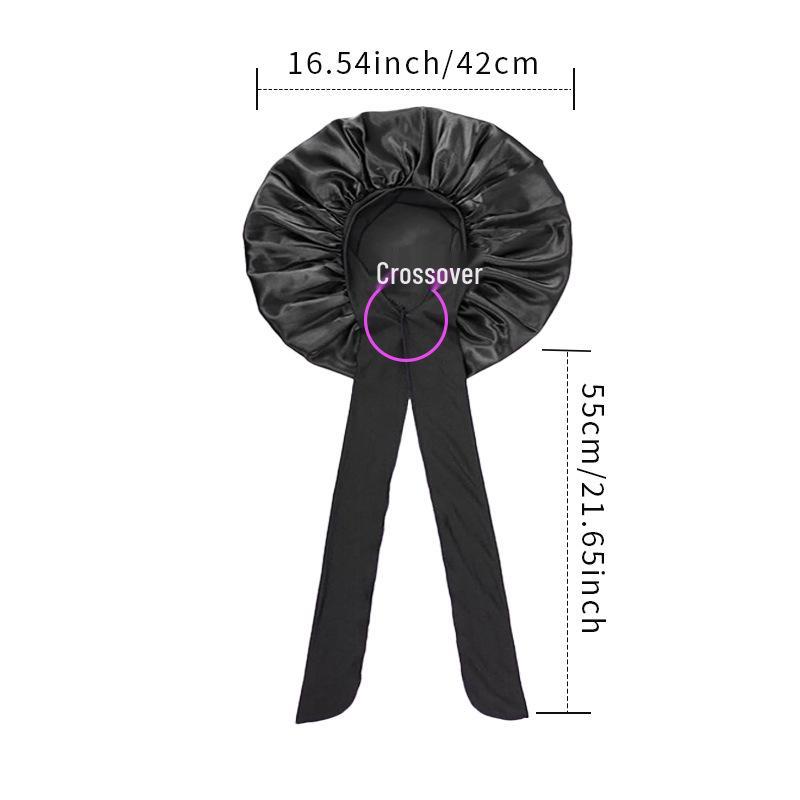 Women's Satin Sleep Cap with Elastic Ribbon - Large Hair Protection Cap for Home Use