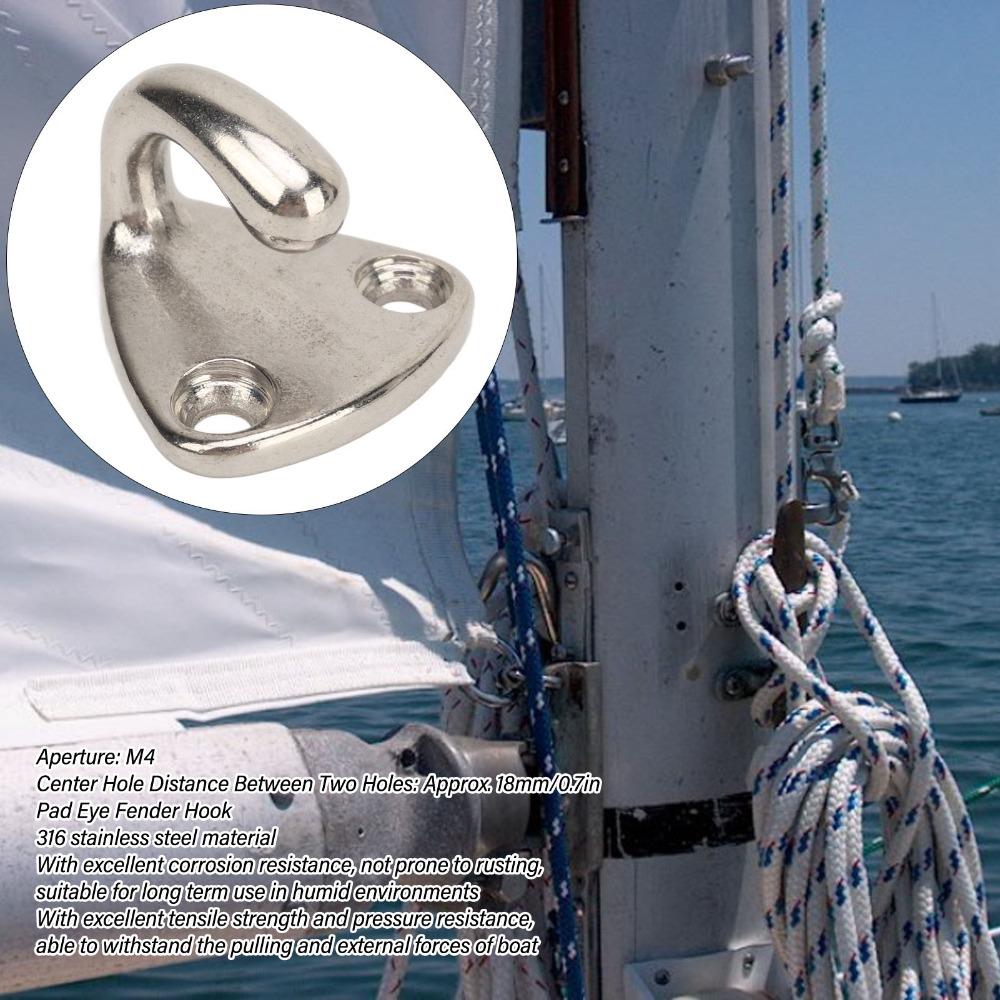10 Pcs Silver Marine Grade Hook 316 Stainless Steel Pad Eye Hook  Marine Environment
