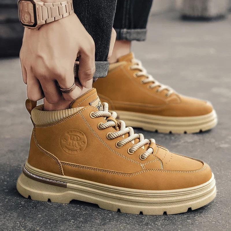 Fashion Fashionable Men's Boots High Top Casual Sneakers Men Designer Anti-Slip Ankle Boots Outdoor Thick Sole Mens Work Boots New Style